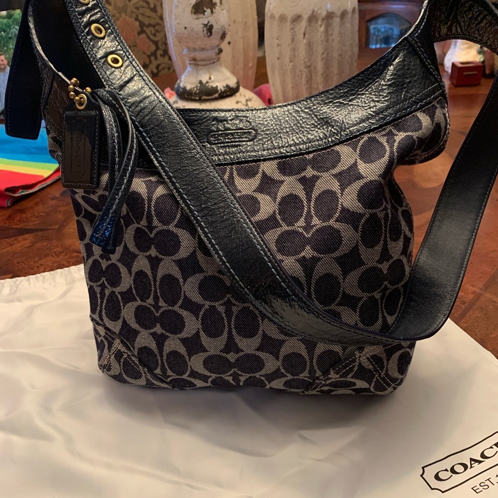 Coach signature denim shoulder bag